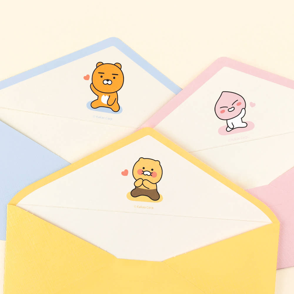 Kakao Friends: Horizontal Paper Envelope 3 piece set - 가로형 봉투 축의금 페이퍼백 편지 용돈 봉투 3매