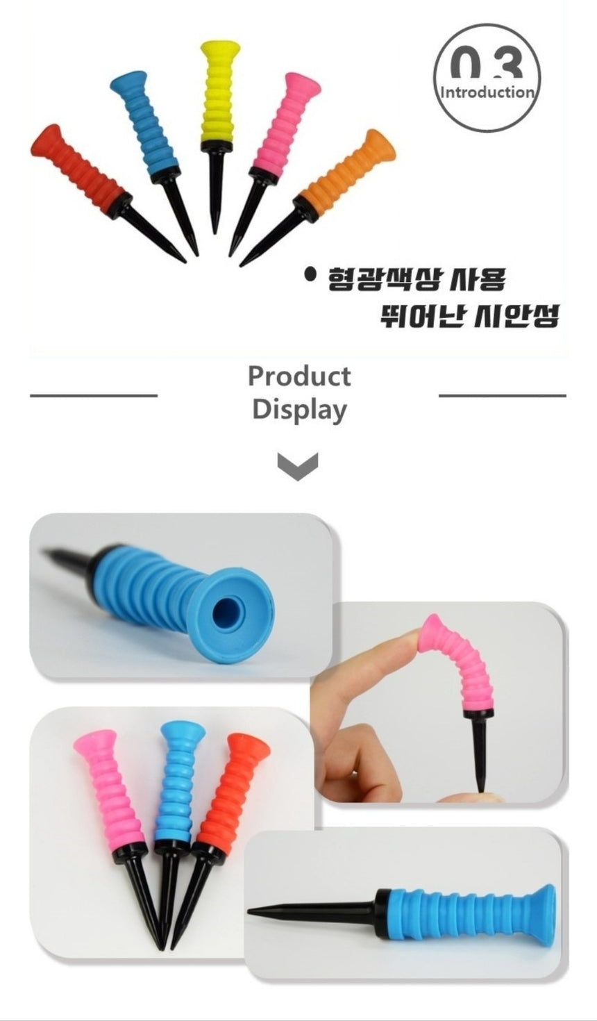 NON-Resistance Silicon Golf Tee 3pc set (Random color)- 무저항 골프 티 3개 세트