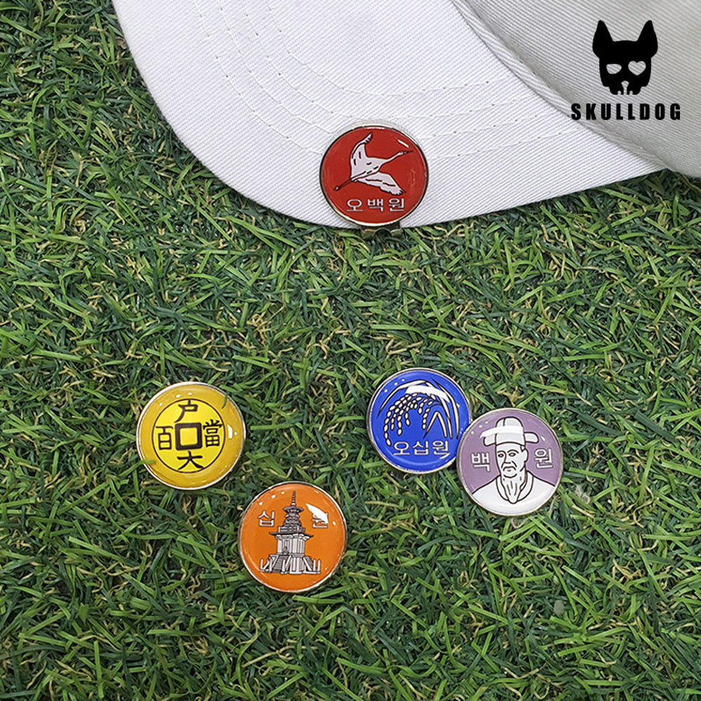 K Coin Golf Ball Marker with Magnetic Clip -골프 코인 동전 볼마커 모자부착 자석클립 포함