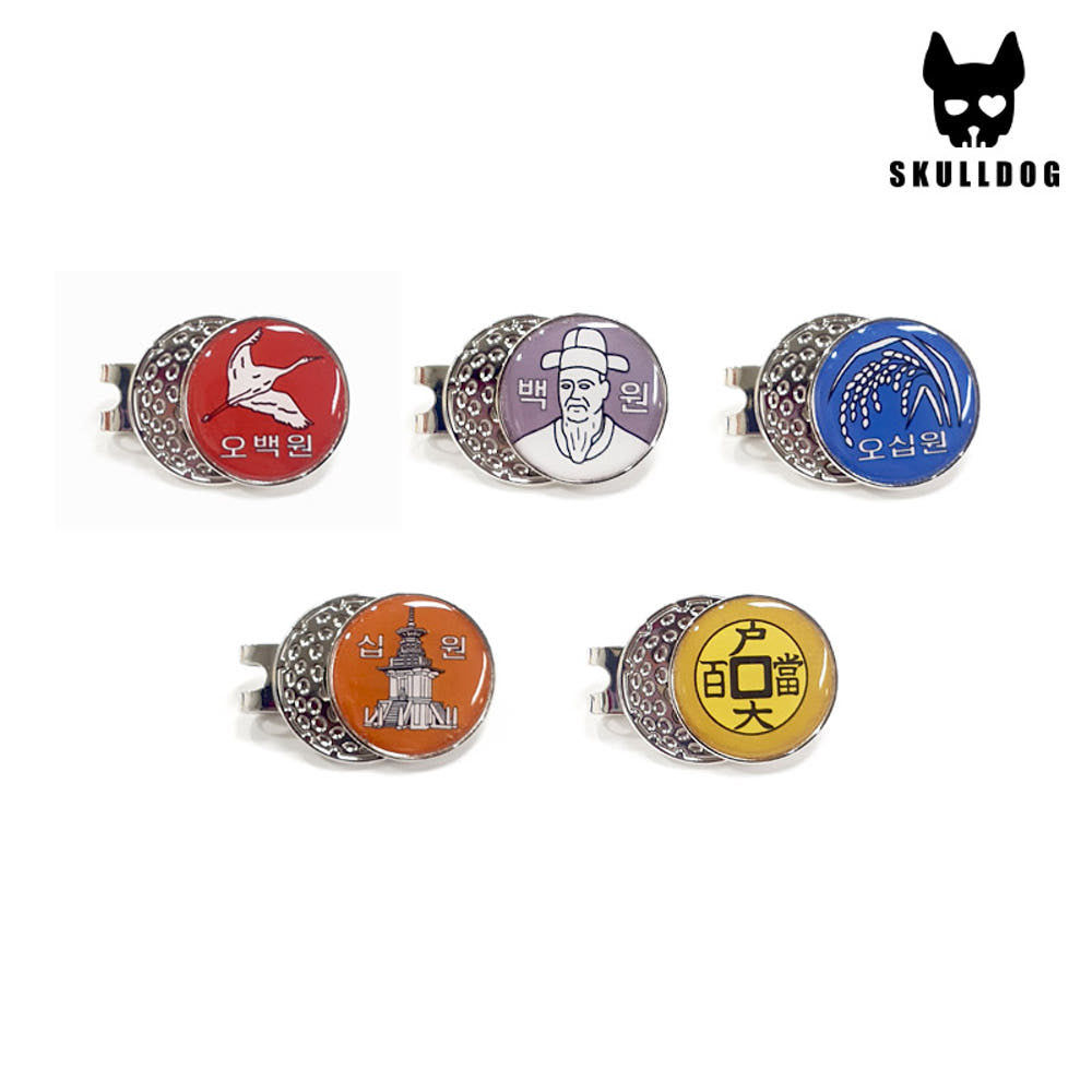K Coin Golf Ball Marker with Magnetic Clip -골프 코인 동전 볼마커 모자부착 자석클립 포함