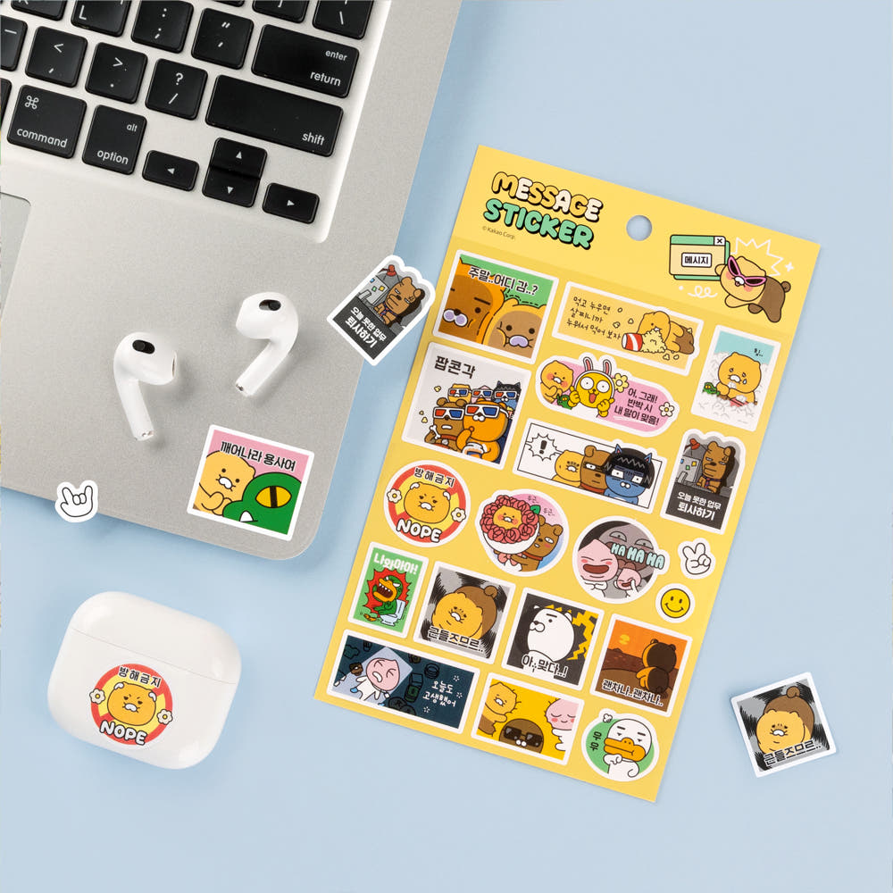 KAKAO FRIENDS: Say Cheese Waterproof Diary Message Sticker 2pc Set - 세이치즈 방수 다이어리 메세지 스티코 2pc 세트