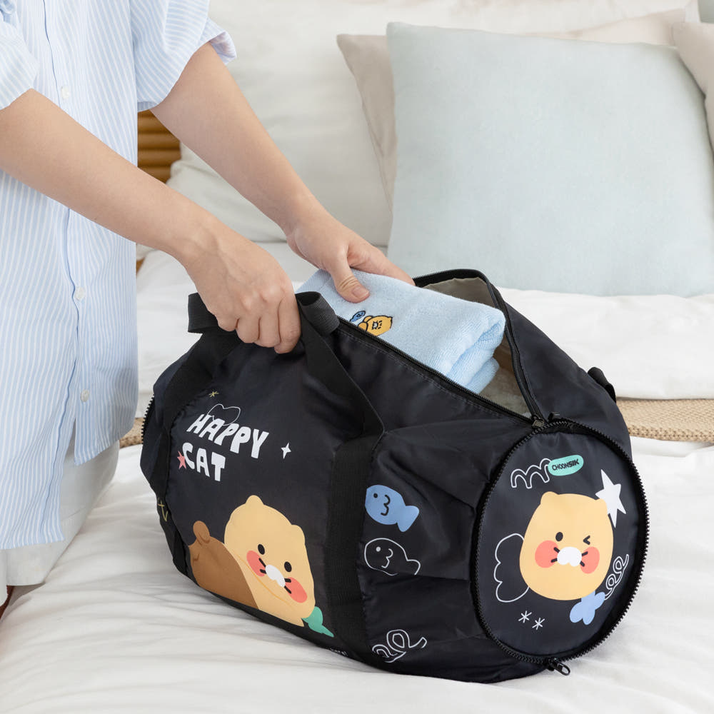 Kakao Friends: Choonsik Folding Duffle Bag Traveling Boston Bag - 춘식이 폴딩 더플백 여행용 접이식 보스턴백