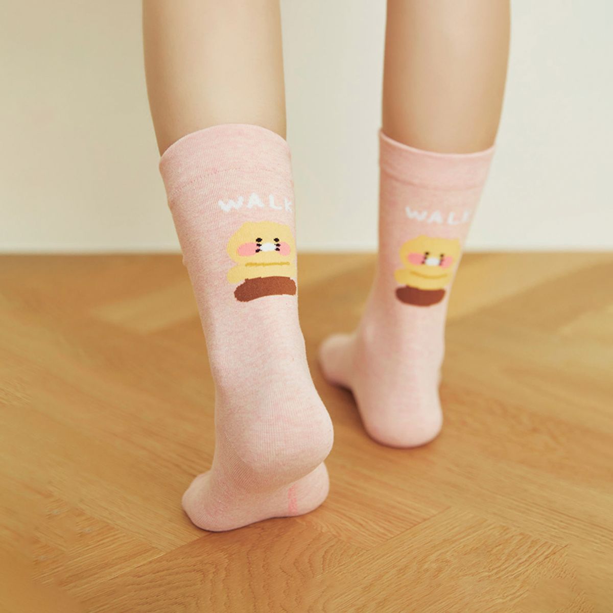 Kakao Friends: Daily Socks Melange Pink Choonsik 데일리 삭스 멜란지 핑크_춘식이