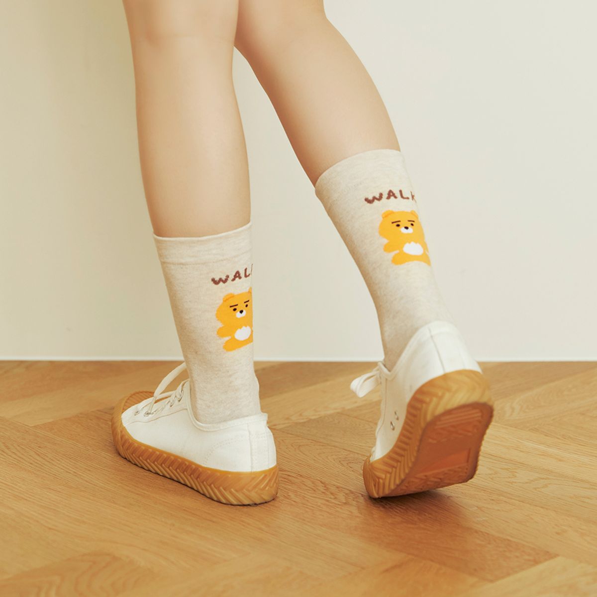 Kakao Friends: Daily Socks Melange Beige Ryan 데일리 삭스 멜란지 베이지_라이언