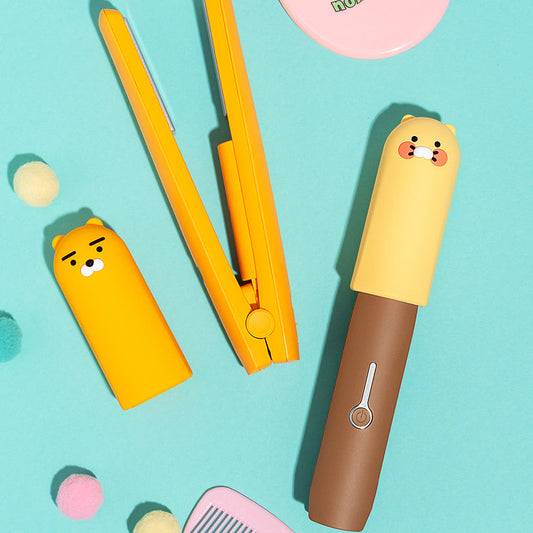 KAKAO FRIENDS: Choonsik & Ryan Cordless Mini Flat Iron - 휴대용 무선 고데기 춘식이 & 라이언