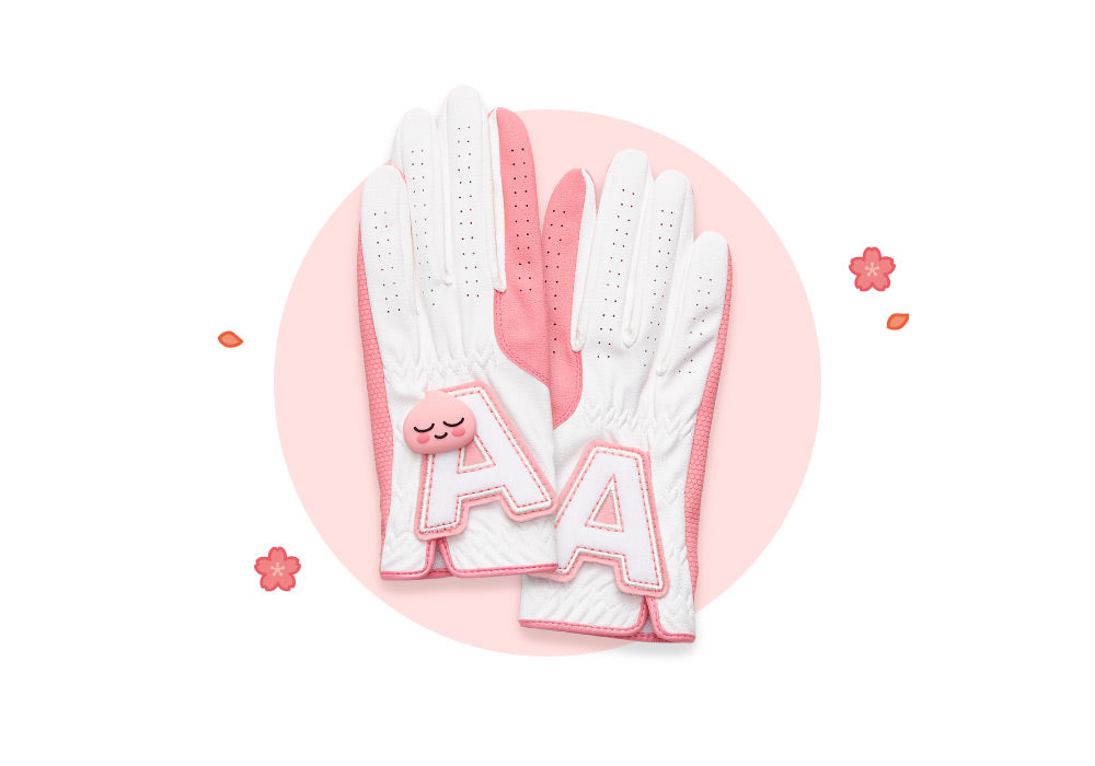 KAKAO FRIENDS: Friends Ball Marker Women's Both Hands Synthetic Leather Gloves - Apeach 프렌즈 볼마커 여성 양손 합피장갑 - 어피치