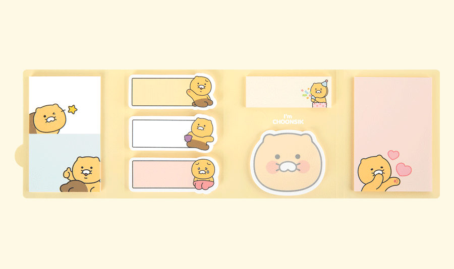 KAKAO FRIENDS: Choonsik 4 page folding Post It(Sticky Note) - 춘식이 4단 포스트잇(점착 메모지)