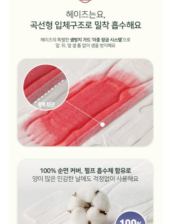 Heyz Wellfit 100% Cotton Sanitary Pad Large 32pcs - 헤이즈 웰핏 100% 순면 커버 대형 32개입