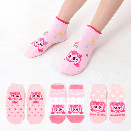 [CATCH TINIPING] Heartsping Kids Ribbon Short Socks Set (3 pair)  - 캐치티니핑 하츄핑 리본 발목 양말 3개 세트