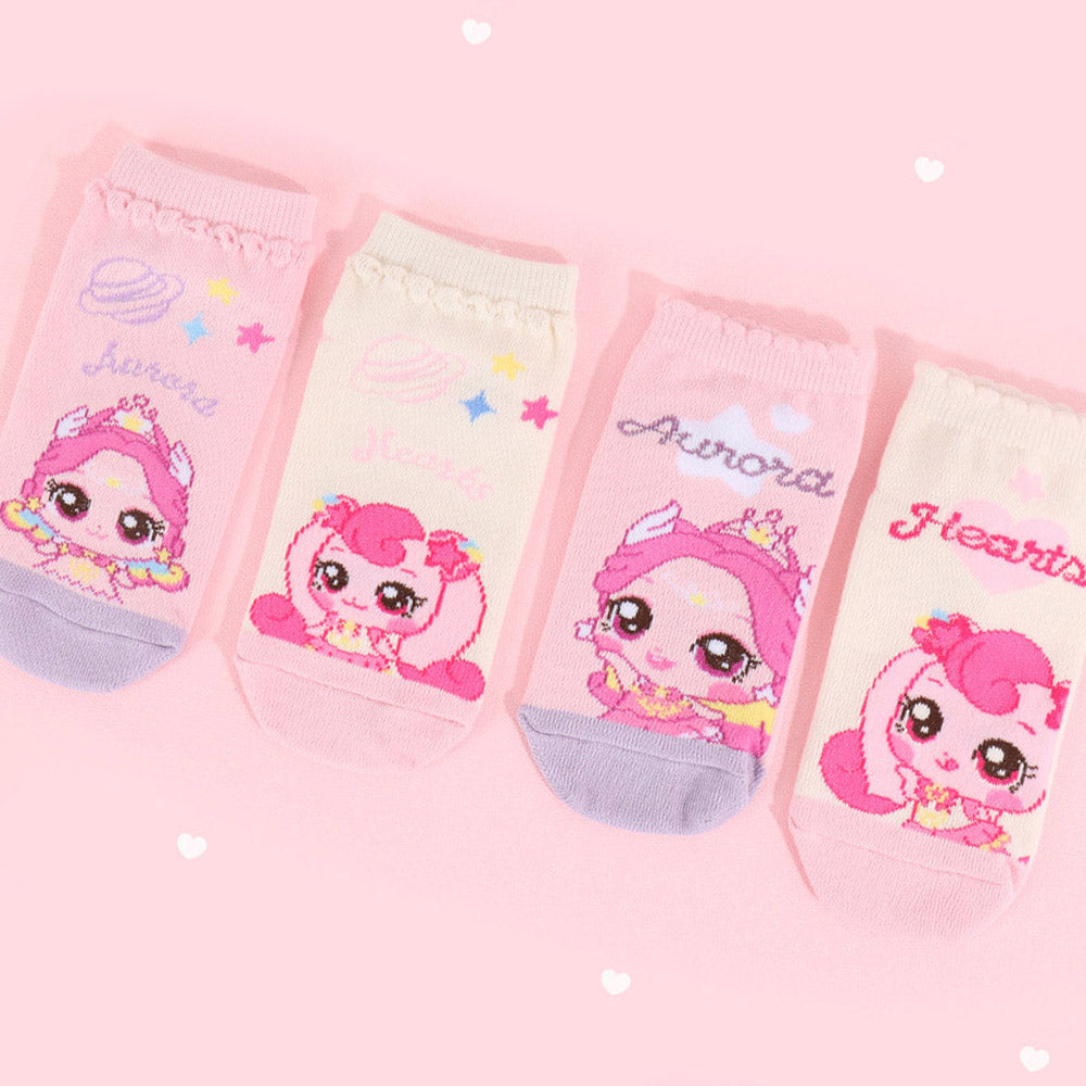 [CATCH TINIPING] Heartsping & Auroraping Kids Short Socks Set (4 pair)  - 캐치티니핑 하츄핑, 오로라핑 발목 양말 4개 세트