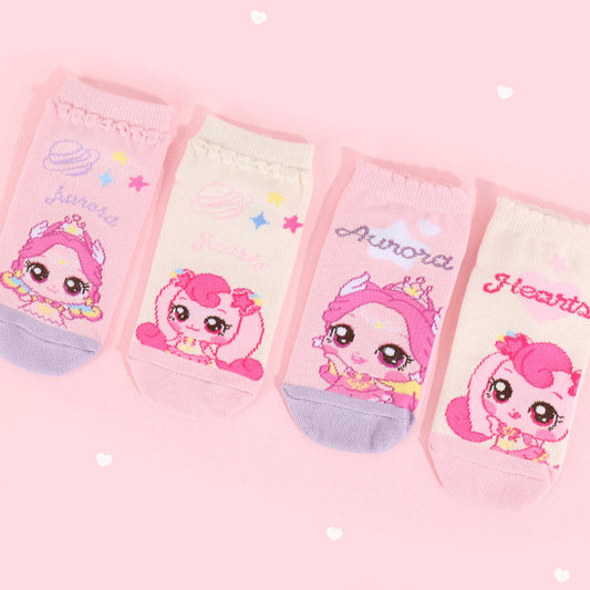 [CATCH TINIPING] Heartsping & Auroraping Kids Short Socks Set (4 pair)  - 캐치티니핑 하츄핑, 오로라핑 발목 양말 4개 세트