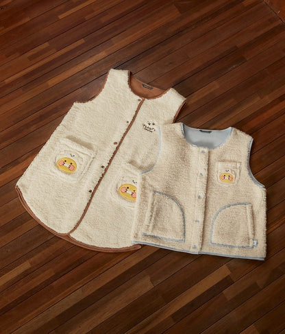 [KAKAO FRIENDS] Floofy Friends Choonsik Short Fleece Vest - 춘식이 숏 양털 조끼, 수면 조끼