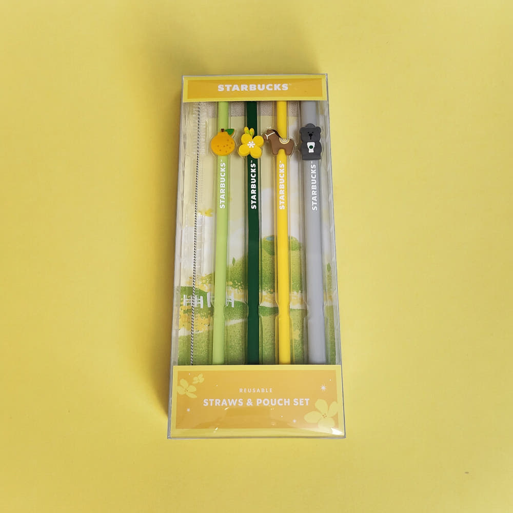 [K-Starbucks] Jeji Island Special Edition Silicon Straw 4pc Set - 스타벅스 제주 스페셜 에디션 실리콘 빨대 4개 세트