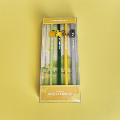 [K-Starbucks] Jeji Island Special Edition Silicon Straw 4pc Set - 스타벅스 제주 스페셜 에디션 실리콘 빨대 4개 세트