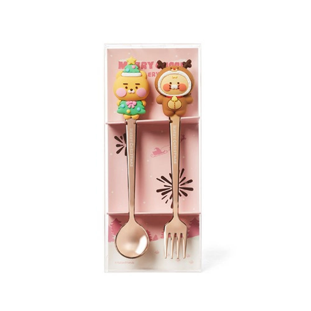 [KAKAO FRIENDS] Merry Choon Christmas Figure Cutlety Fork & Spoon Set- 메리춘크리스마스 피규어 스푼 & 포크 커트러리 세트