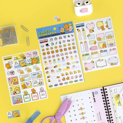 [KAKAO FRIENDS] Diary, Card, Calandar Deco Sticker 3pc Set - 다이어리 카드 켈린더 데코 3pc 세트
