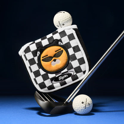 [KAKAO FRIENDS] Kakao Golf Ryan Checkerboard Mallet Putter Cover - 카카오 프렌즈 골프 라이언 체커보드 퍼터 커버(말렛)