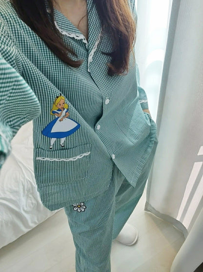 [DISNEY] Alice in Wonderland Check Pajama Set - 디즈니 엘리스 케릭터 잠옷, 파자마 세트