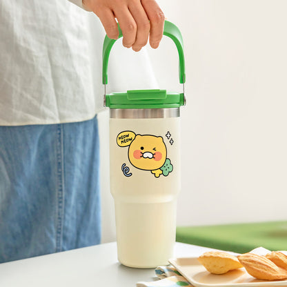 [KAKAO FRIENDS] Choonsik Swing Handle Tumbler 591ml - 춘식이 스윙 핸들 텀블러 591ml 손잡이 스텐 빨대 보온 보냉 템블러 워터보틀 리유저블
