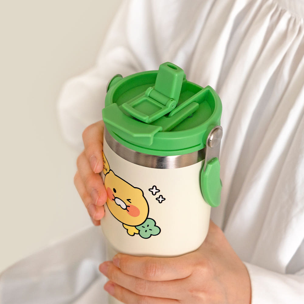 [KAKAO FRIENDS] Choonsik Swing Handle Tumbler 591ml - 춘식이 스윙 핸들 텀블러 591ml 손잡이 스텐 빨대 보온 보냉 템블러 워터보틀 리유저블