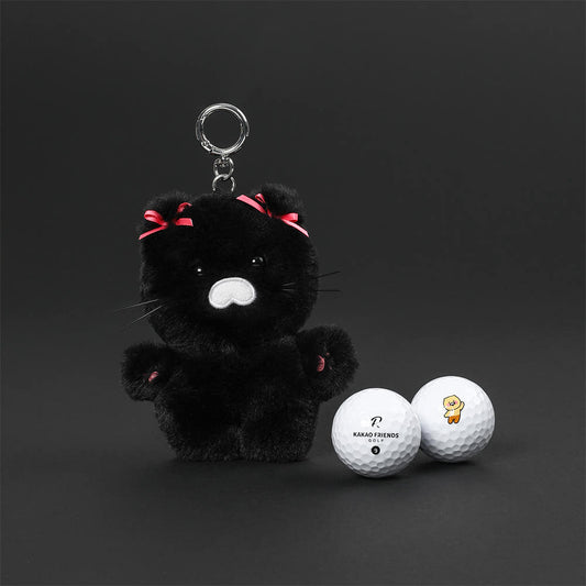 [KAKAO FRIENDS] Kakao Golf Ribbon Black-Choon Ball Pouch - 카카오 프렌즈 골프 블랙춘 볼파우치 리본-춘식이