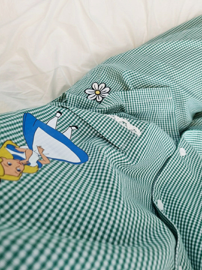 [DISNEY] Alice in Wonderland Check Pajama Set - 디즈니 엘리스 케릭터 잠옷, 파자마 세트