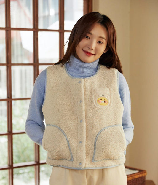 [KAKAO FRIENDS] Floofy Friends Choonsik Short Fleece Vest - 춘식이 숏 양털 조끼, 수면 조끼