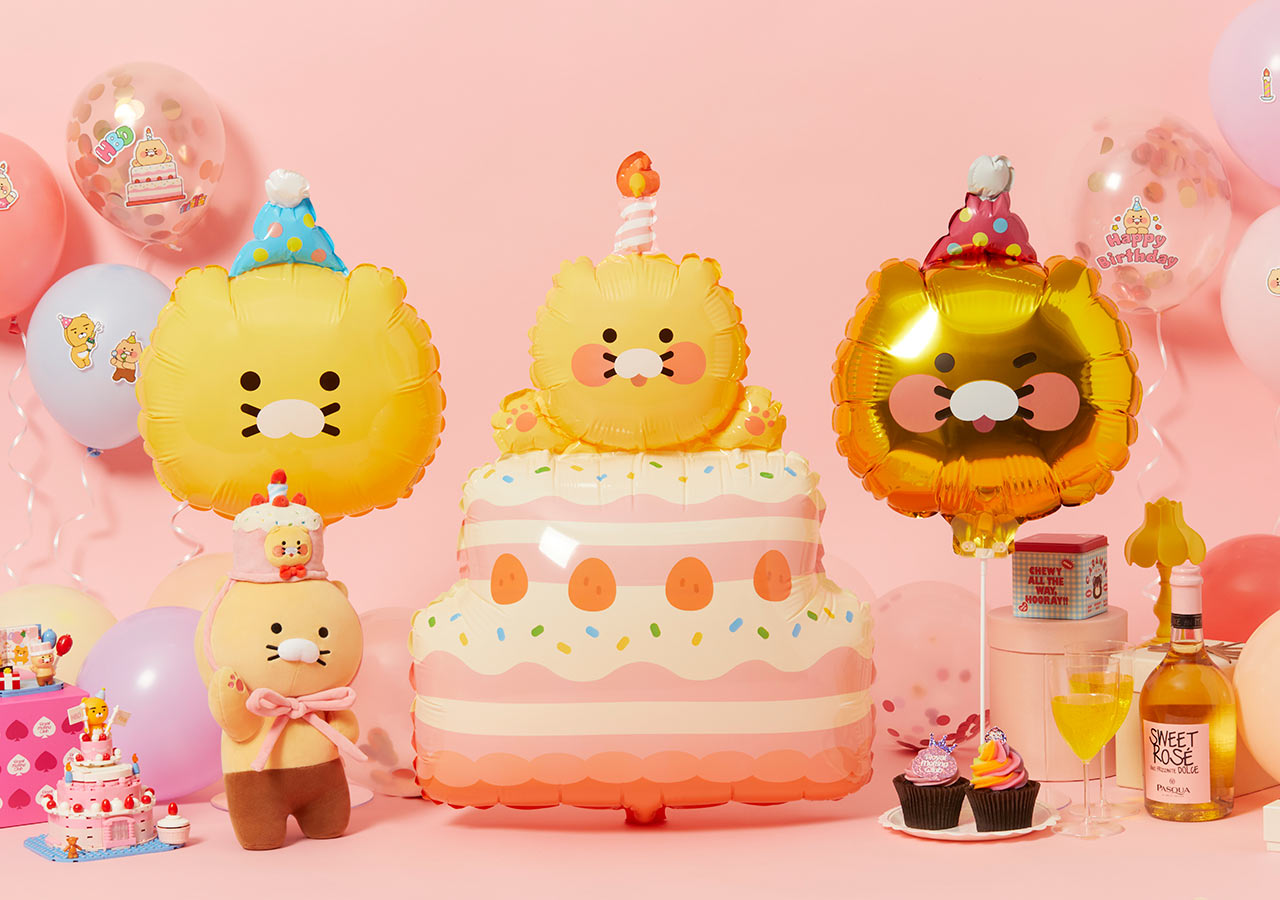 [KAKAO FRIENDS] Bling Party Cone Hat Face Balloon 2P Choonsik