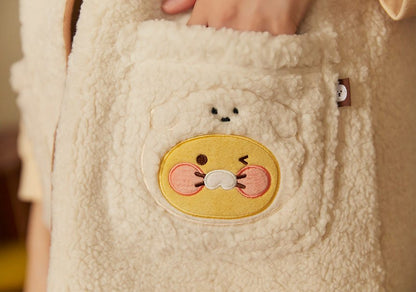[KAKAO FRIENDS] Floofy Friends Choonsik Long Fleece Vest - 춘식이 롱 양털 조끼, 수면 조끼