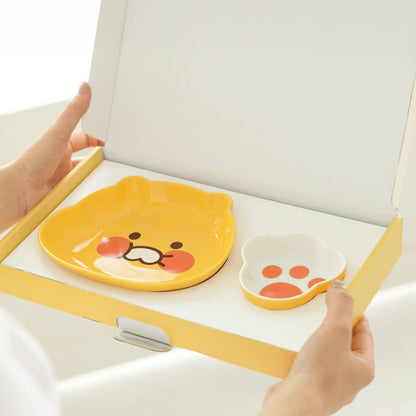 [KAKAO FRIENDS] Choonsik 2pc Ceramic Brunch Plate Set - 춘식이 냥젤리 접시 세트 2P 브런치 플레이팅 예쁜 그릇 식기