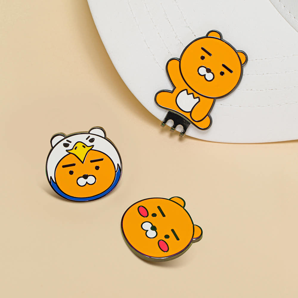 [KAKAO FRIENDS] Kakao Golf Ryan Eagle Face Ball Marker Set - 카카오 프렌즈 골프 라이언 볼마커 이글 페이스