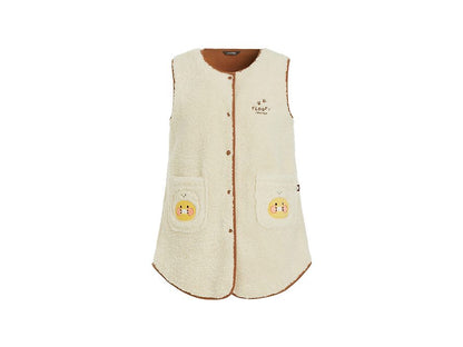 [KAKAO FRIENDS] Floofy Friends Choonsik Long Fleece Vest - 춘식이 롱 양털 조끼, 수면 조끼