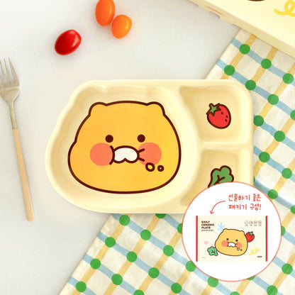 [KAKAO FRIENDS] Choonsik Ceramic Plate with 3 Sections - 춘식이 3칸 나눔 접시 플레이팅 예쁜 그릇 식기 세라믹 도자기 식판
