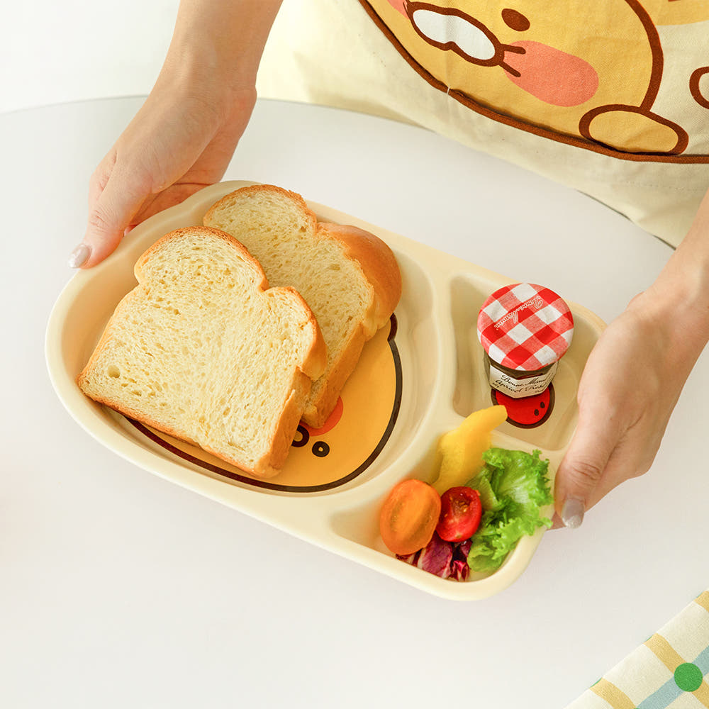 [KAKAO FRIENDS] Choonsik Ceramic Plate with 3 Sections - 춘식이 3칸 나눔 접시 플레이팅 예쁜 그릇 식기 세라믹 도자기 식판