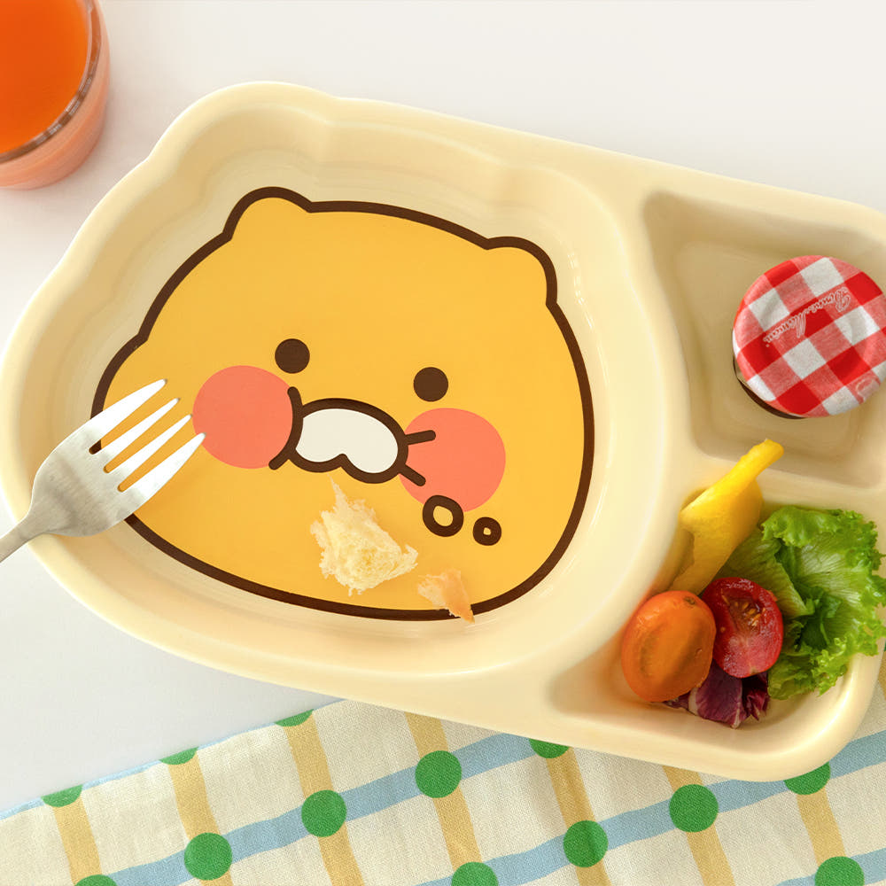 [KAKAO FRIENDS] Choonsik Ceramic Plate with 3 Sections - 춘식이 3칸 나눔 접시 플레이팅 예쁜 그릇 식기 세라믹 도자기 식판