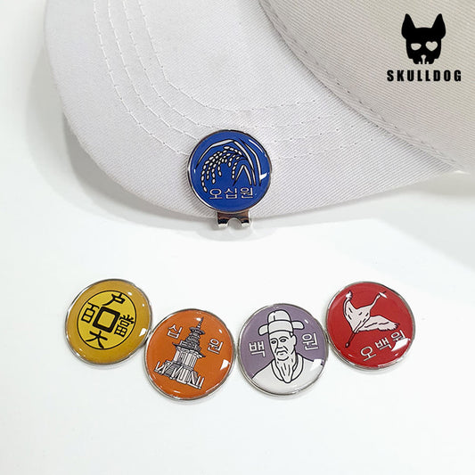 K Coin Golf Ball Marker with Magnetic Clip -골프 코인 동전 볼마커 모자부착 자석클립 포함