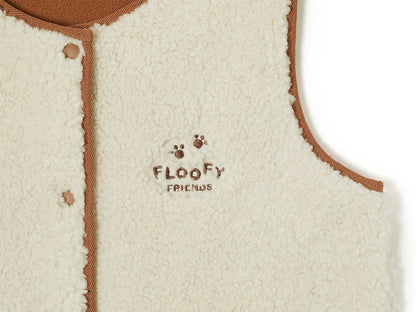 [KAKAO FRIENDS] Floofy Friends Choonsik Long Fleece Vest - 춘식이 롱 양털 조끼, 수면 조끼