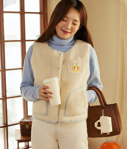 [KAKAO FRIENDS] Floofy Friends Choonsik Short Fleece Vest - 춘식이 숏 양털 조끼, 수면 조끼