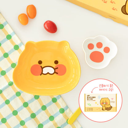 [KAKAO FRIENDS] Choonsik 2pc Ceramic Brunch Plate Set - 춘식이 냥젤리 접시 세트 2P 브런치 플레이팅 예쁜 그릇 식기