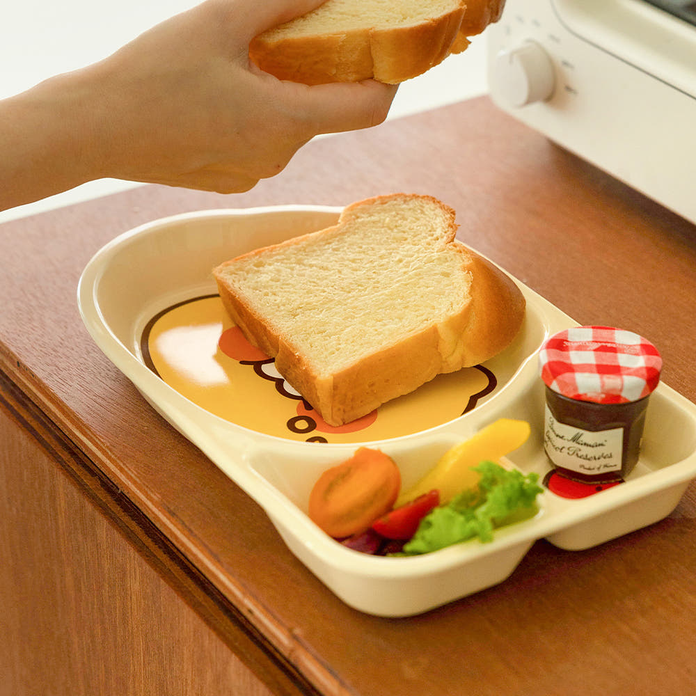 [KAKAO FRIENDS] Choonsik Ceramic Plate with 3 Sections - 춘식이 3칸 나눔 접시 플레이팅 예쁜 그릇 식기 세라믹 도자기 식판