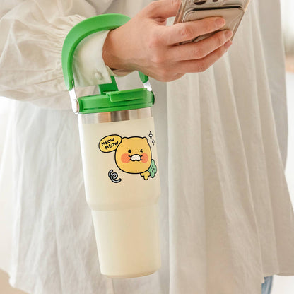 [KAKAO FRIENDS] Choonsik Swing Handle Tumbler 591ml - 춘식이 스윙 핸들 텀블러 591ml 손잡이 스텐 빨대 보온 보냉 템블러 워터보틀 리유저블