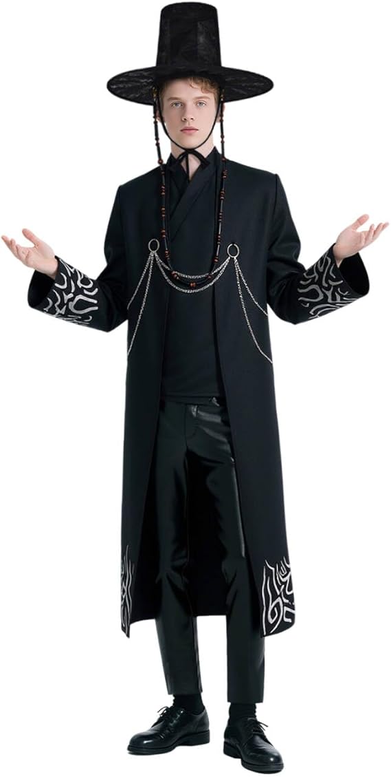[KDH] Saja Boys Men’s Demon Hunter Black Cosplay Costume – Halloween Party Outfit - 사자 남성용 악마 사냥꾼 블랙 코스프레 의상 – 할로윈 파티 의상
