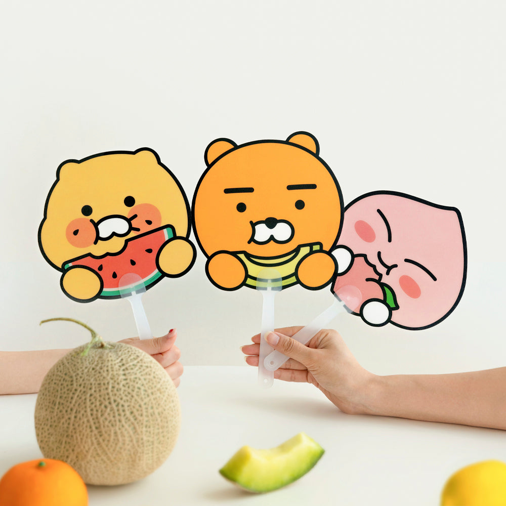 KAKAO FRIENDS: Summer Fruity PP Fan Ryan & Appeach & Choonsik - 썸머 프루티 PP 부채 라이언, 어피치, 춘식이