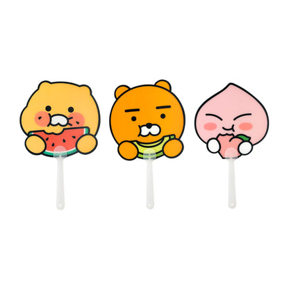 KAKAO FRIENDS: Summer Fruity PP Fan Ryan & Appeach & Choonsik - 썸머 프루티 PP 부채 라이언, 어피치, 춘식이