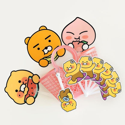 KAKAO FRIENDS: Summer Fruity PP Fan Ryan & Appeach & Choonsik - 썸머 프루티 PP 부채 라이언, 어피치, 춘식이
