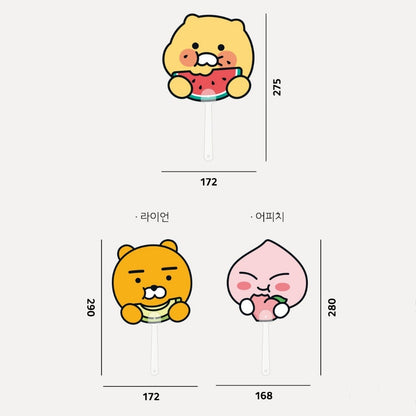 KAKAO FRIENDS: Summer Fruity PP Fan Ryan & Appeach & Choonsik - 썸머 프루티 PP 부채 라이언, 어피치, 춘식이