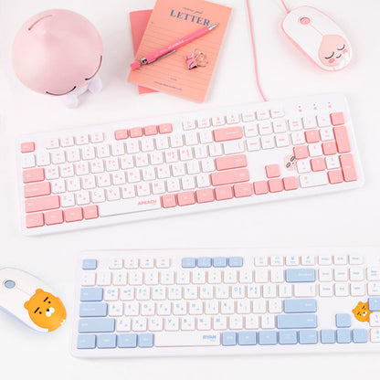[KAKAO FRIENDS] Keyboard Mouse Set Ryan & Apeach 유선 키보드 마우스 세트 라이언 라이언 & 어피치