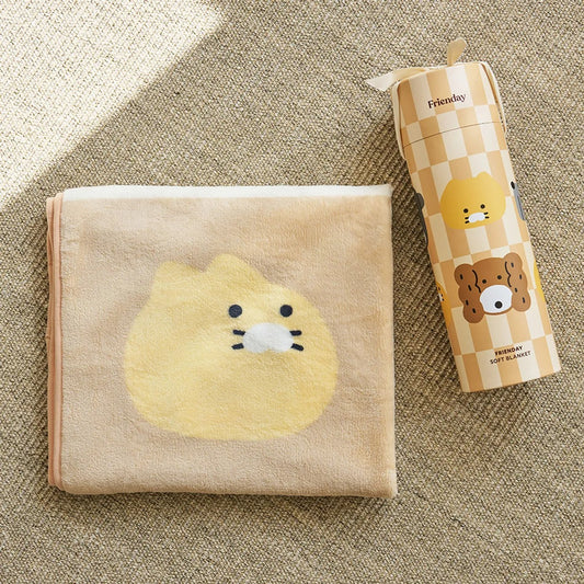 [KAKAO FRIENDS] FRIENDAY Choonsik Gift Pack Knee Blanket Beige - FRIENDAY 춘식이 기프트팩 무릎 담요 - 베이지