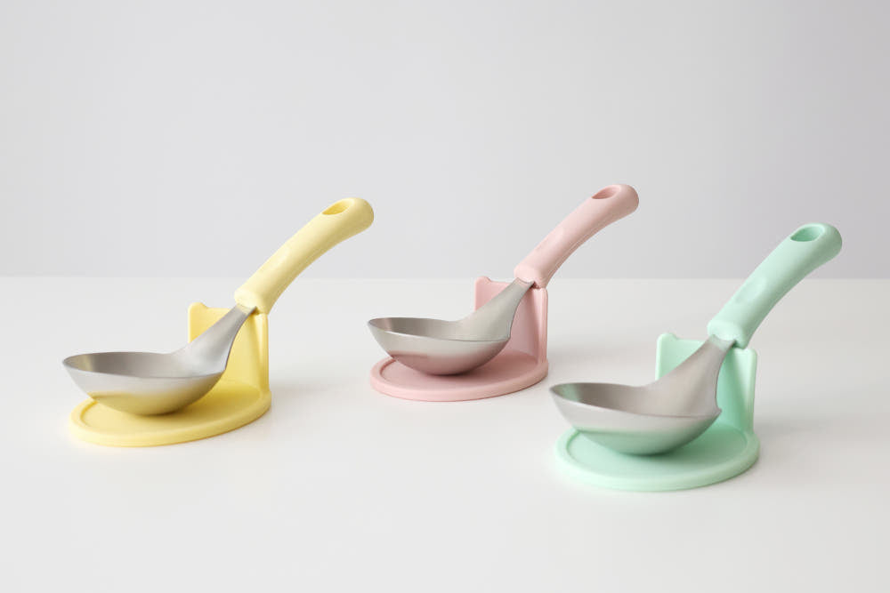 국민 국자, 전현무 국자 (받침대 포함) 8 칼라 - Widr Head Serving Spoon with Silicon Handle