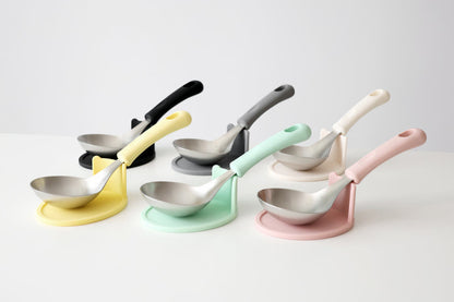 국민 국자, 전현무 국자 (받침대 포함) 8 칼라 - Widr Head Serving Spoon with Silicon Handle